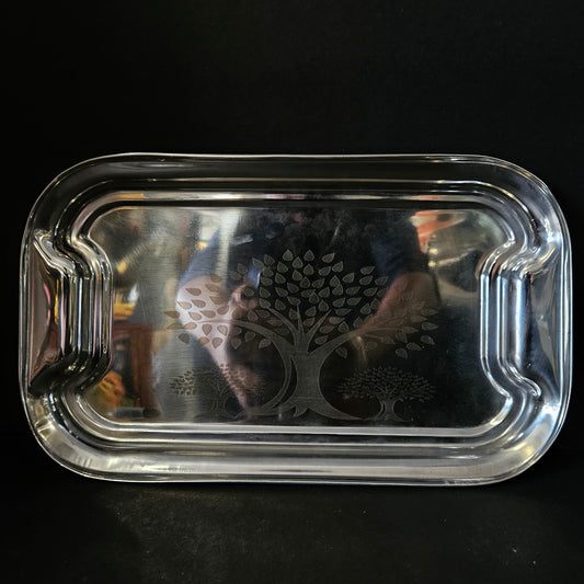 Three tree designed stainless Steel rectangular serving tray perfect for Return gifting purpose