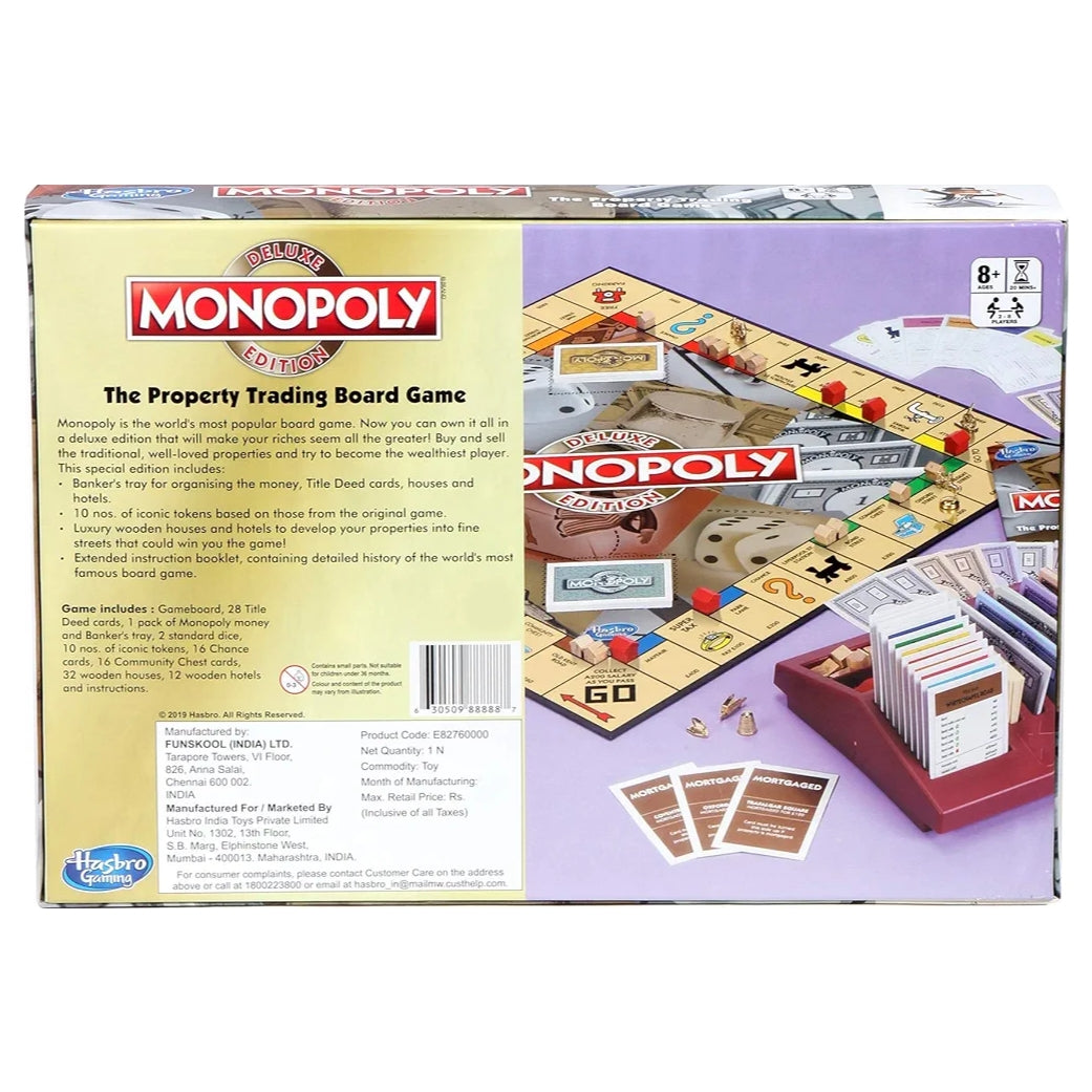 Monopoly Deluxe Edition Board Game, Fantasy Board Games & Puzzles for Friends and Family, for Boys and Girls, Money Assets Board Game, Ages 8+ Years, Birthday Gift for Kids