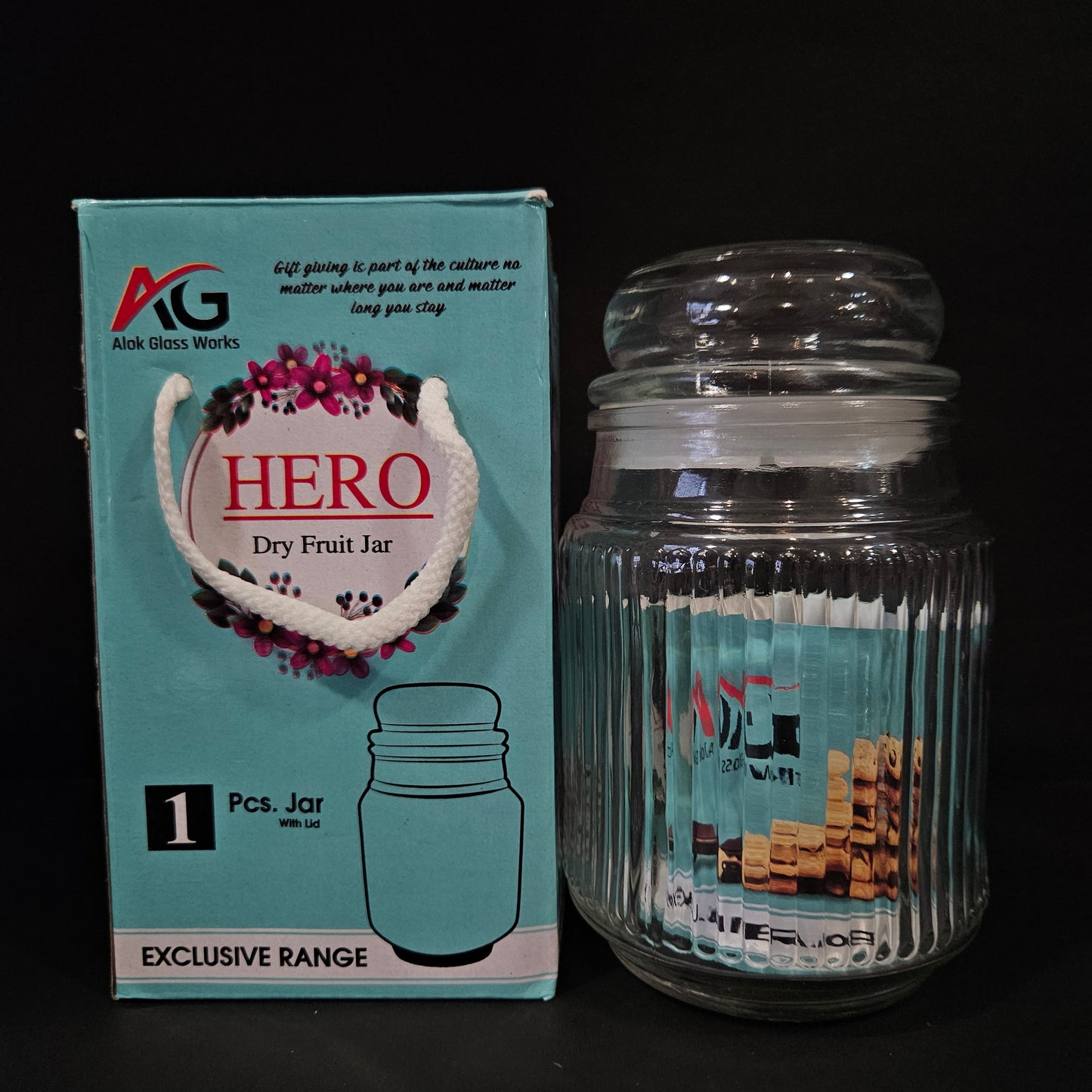 Alok glass works hero Dry Fruits Storage jar Exclusive range Storage jar for Return gifting purpose