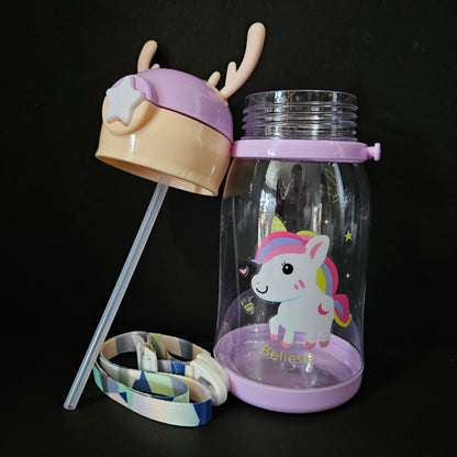 Kids Cartoon character themed sipper Water Bottle with sling to Carry Easily for kids