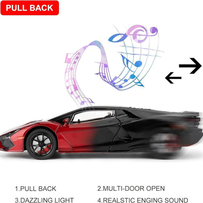 Lamborghini Alloy Metal Pull Back Die-cast Car Model with Sound Light Mini Auto Toy for Kids Metal Model Toy Car with Sound and Light