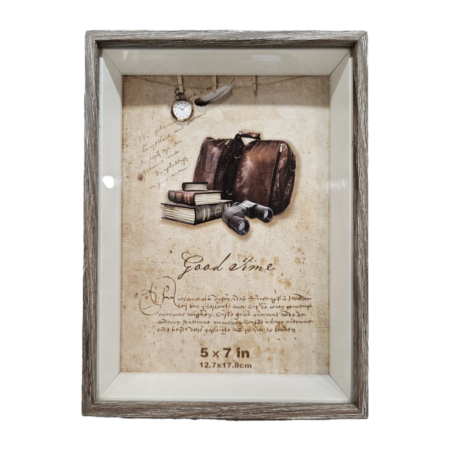 Linear Rustic Wood Picture Frame, Holds Picture, Rough Gray photo frame