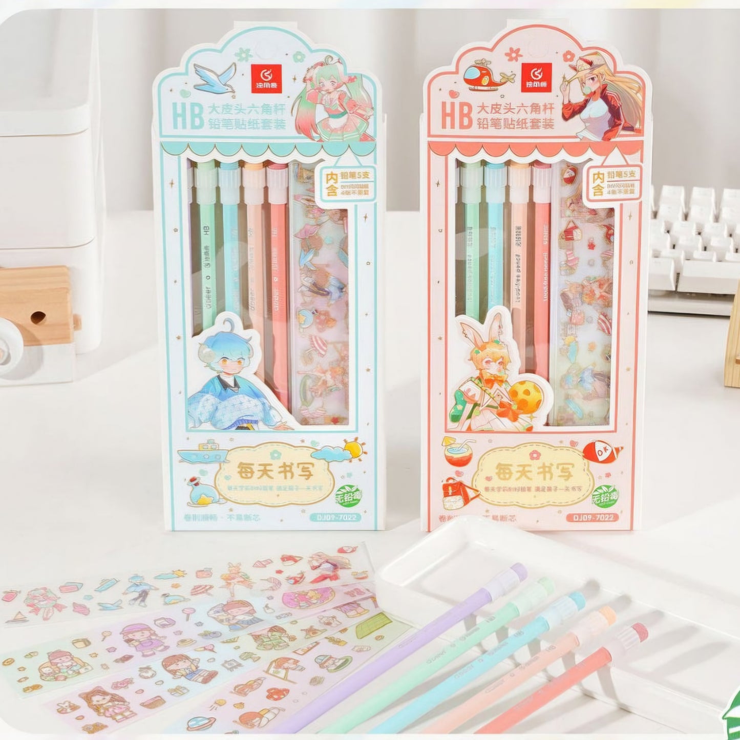 Kawaii HB Pencil With Sticker Set for Return gifting