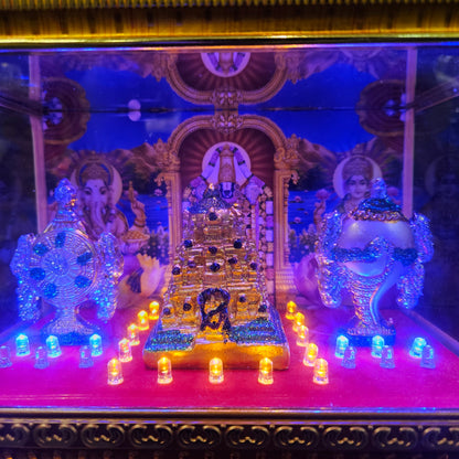 Tirupati Gopuram,shank&Chakra decorated with attractive stones,slokam & multi colour lighting Cabin idol perfect for Marriage gifting,house warming