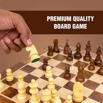 Wooden Handcrafted Foldable Magnetic Chess Board Set with Magnetic Pieces and Extra Queens for 2 Players Kids and Adults