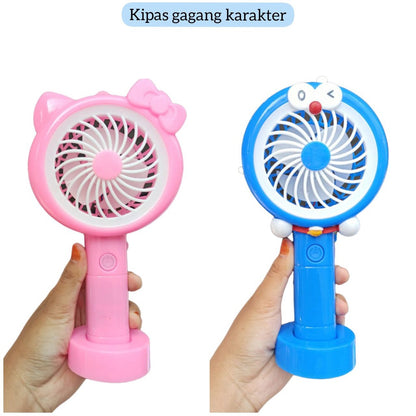 Mini fan use+ lampu LED Kipas mini karakter Lucu 3 Gear speed fan