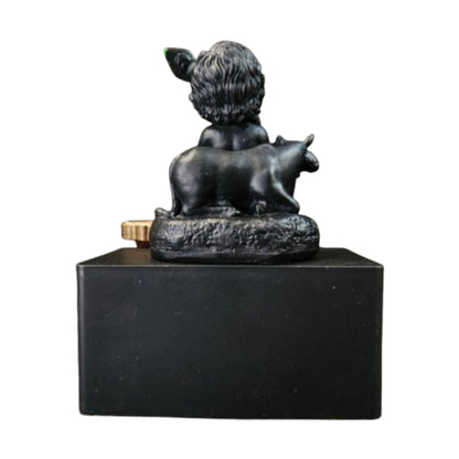 little Krishna Idol with wax diya for Car Dashboard Temple & Gifting Statue Figurine
