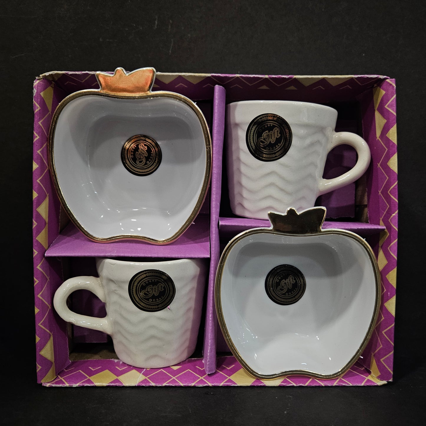 Gaytri Art&Craft Alto 2+2 pcs Ceramic tea cups & snack bowl set perfect for Return gifting