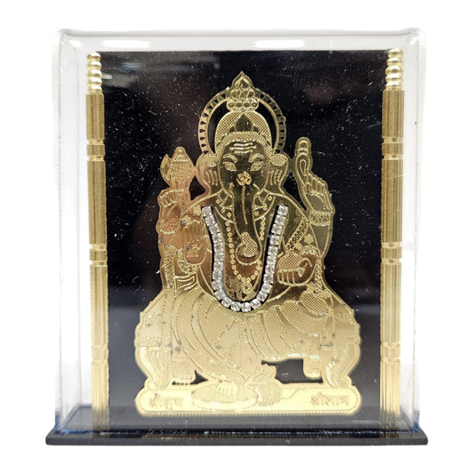 Ganesh Murti Glass Box Stand Lord Ganapati Ganesha Decorative Showpiece for Car Dashboard
