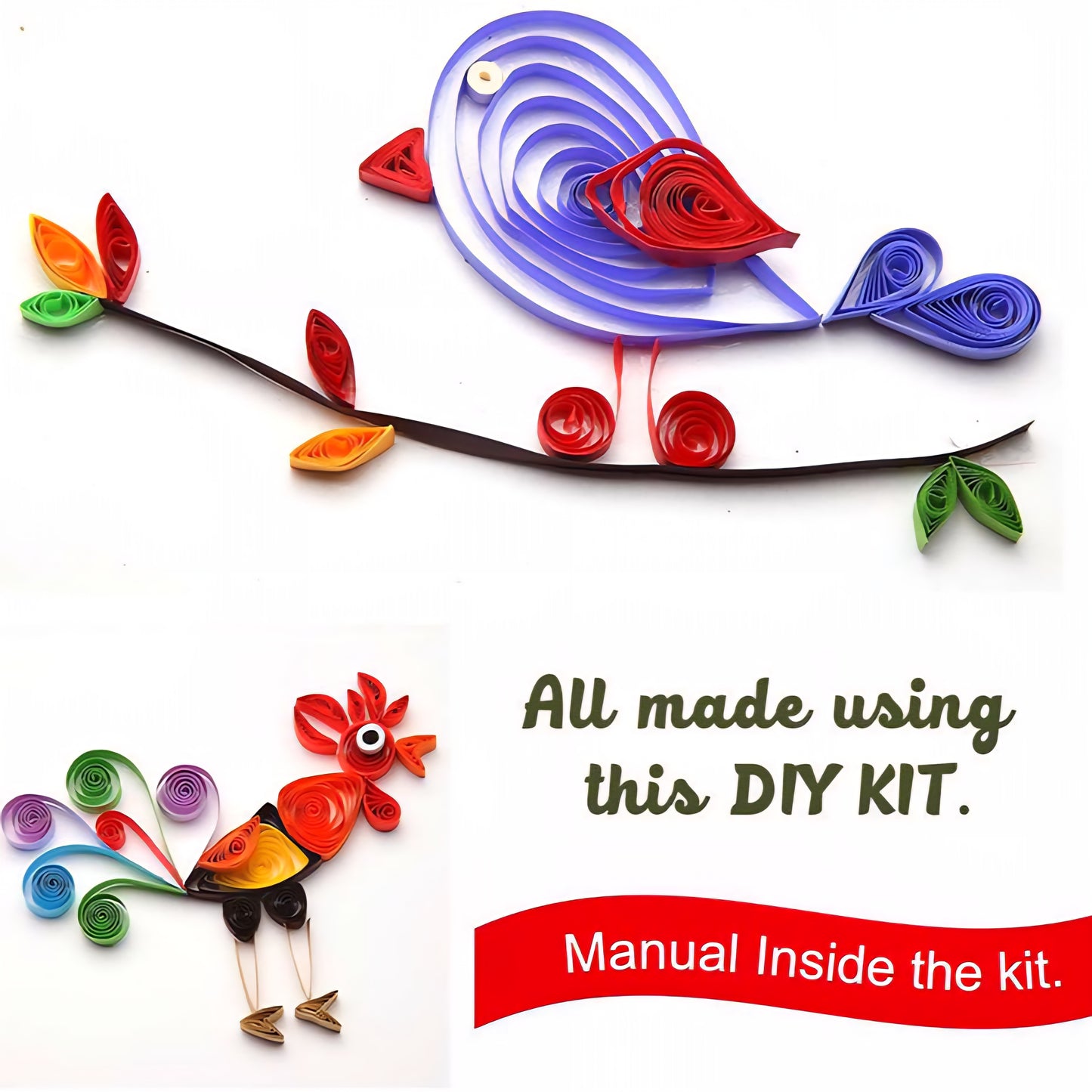 Paper Quilling & Colouring Birds Making Set