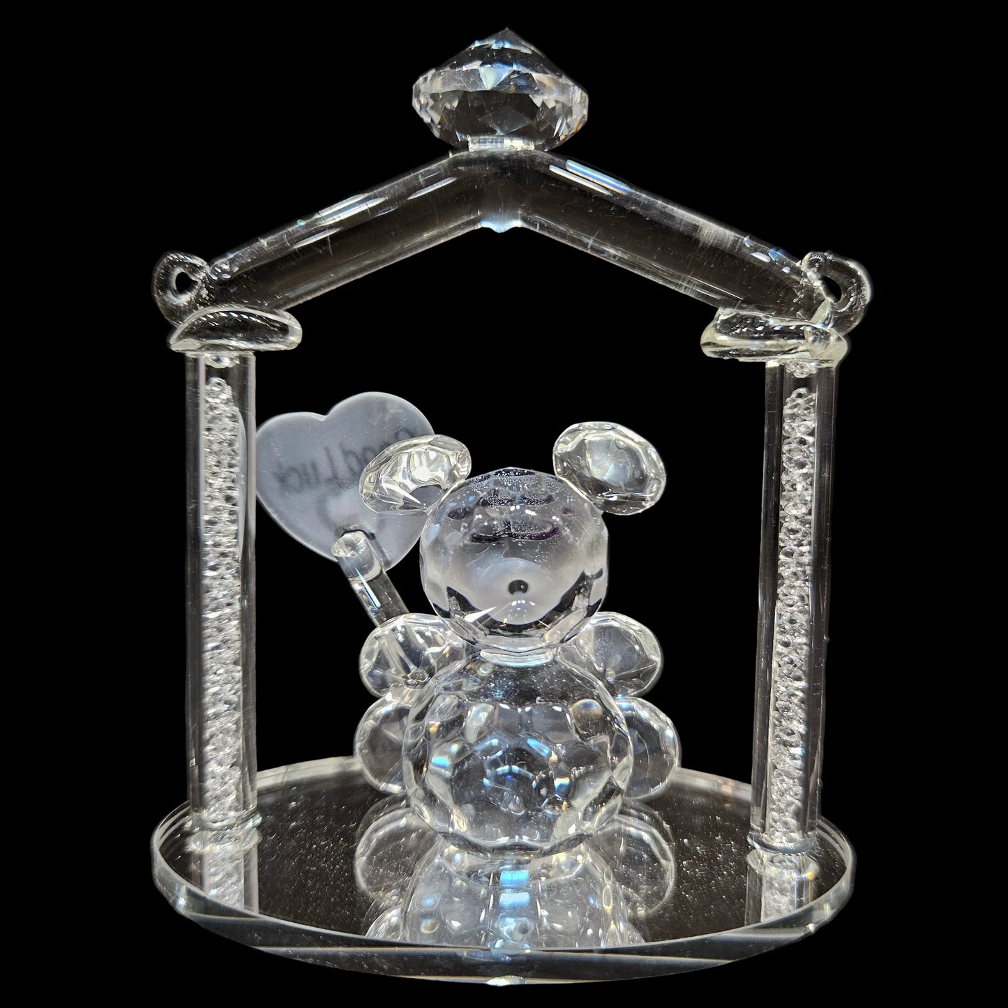 Crystal Bear & Good luck heart Desktop Paperweight Decoration Wedding Favor, Gift for Valentine's Day Mother's Day Christmas Anniversary Birthday Thanksgiving Girls