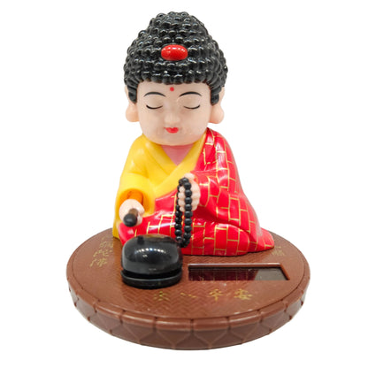 Solar Little meditating Monk, Outstanding Gift Nod and Swing Monk Display Excellent Workmanship Cute Decoration with Solar Light Receiving Panel for Car Dashboard