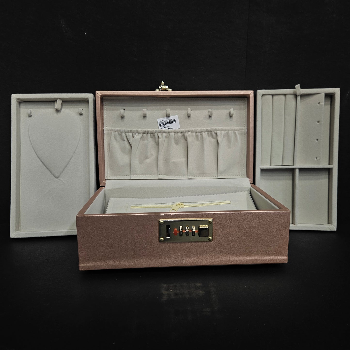 Travel Makeup Vanity Kit For Women 2 Layer Jewelry Display Suitcase With Removable Tray Storage Holder For Ring Necklace Earring