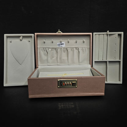 Travel Makeup Vanity Kit For Women 2 Layer Jewelry Display Suitcase With Removable Tray Storage Holder For Ring Necklace Earring