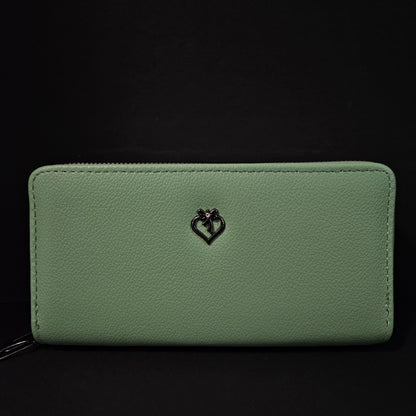 Leather Thin Slim Wallets for Women Wallet for Women with Double Zipper