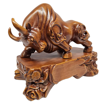Lucky Feng Shui Bull Sculpture in Brown Decorative Showpiece Animal Figurine