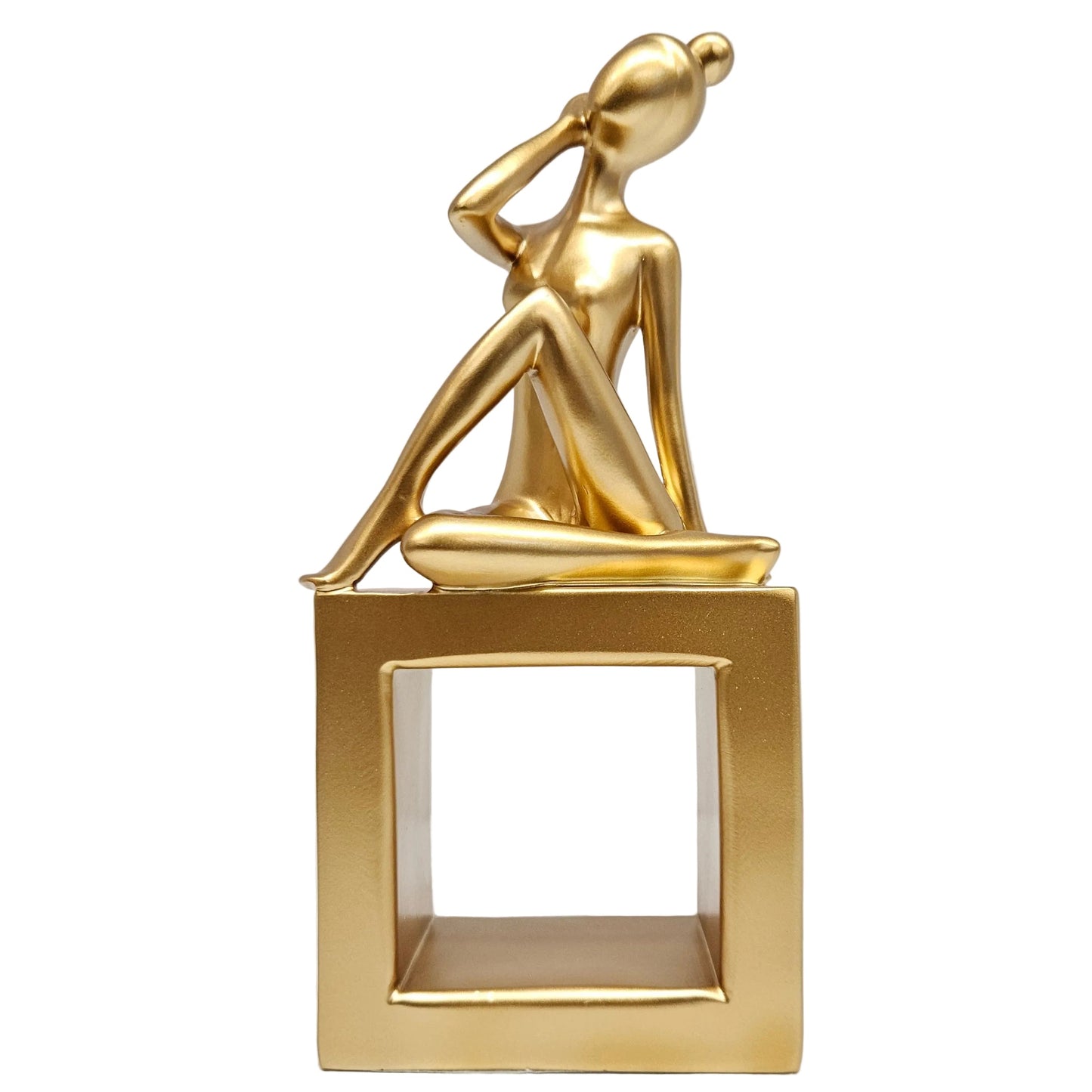 Girl Statue Aesthetic Modern for Home Tabletop Bedroom Golden Showpiece Figurine