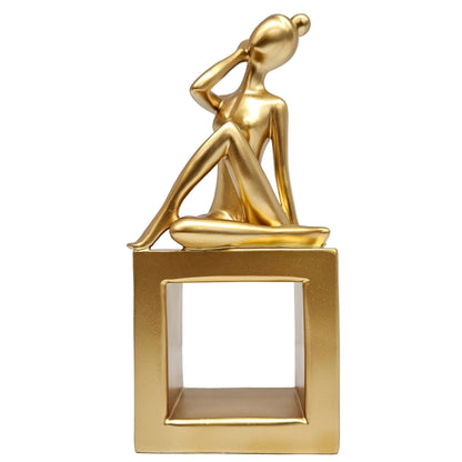 Girl Statue Aesthetic Modern for Home Tabletop Bedroom Golden Showpiece Figurine