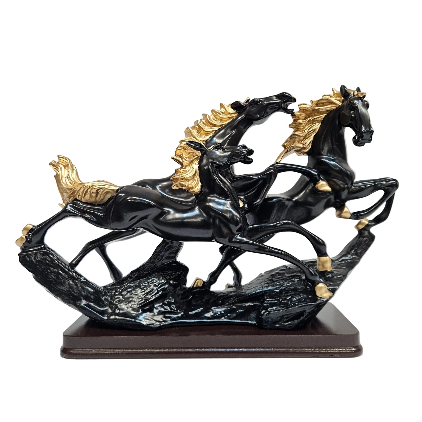 Polyresin Three Running Horses Animal Figure Statue – Dynamic Showpiece for Living Room, Office, Home Decor