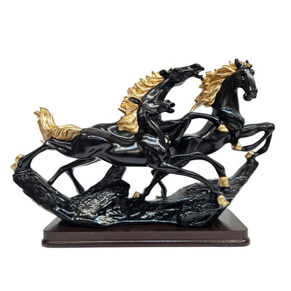 Polyresin Three Running Horses Animal Figure Statue – Dynamic Showpiece for Living Room, Office, Home Decor