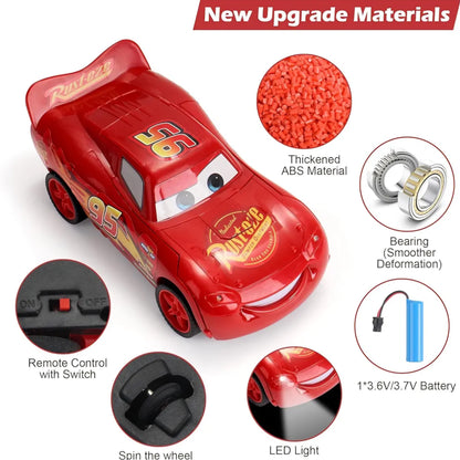 Remote Control Car Toy for Kids Boys – 3D Lightning McQueen RC Car with Rechargeable Lithium Battery | Red | Ages 3+