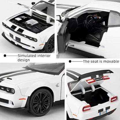Dodge Challenger SRT Exclusive Alloy Metal Pull Back Die-cast Car Model with Sound Light Mini Auto Toy for Kids for Toy Car with Sound and Light