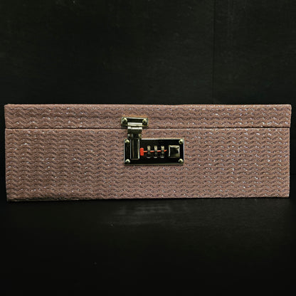 Rectangular light pink Wooden Bangle Box 3 Rods & hard Material glitter Desiger Bangle Box with smart number lock for women's