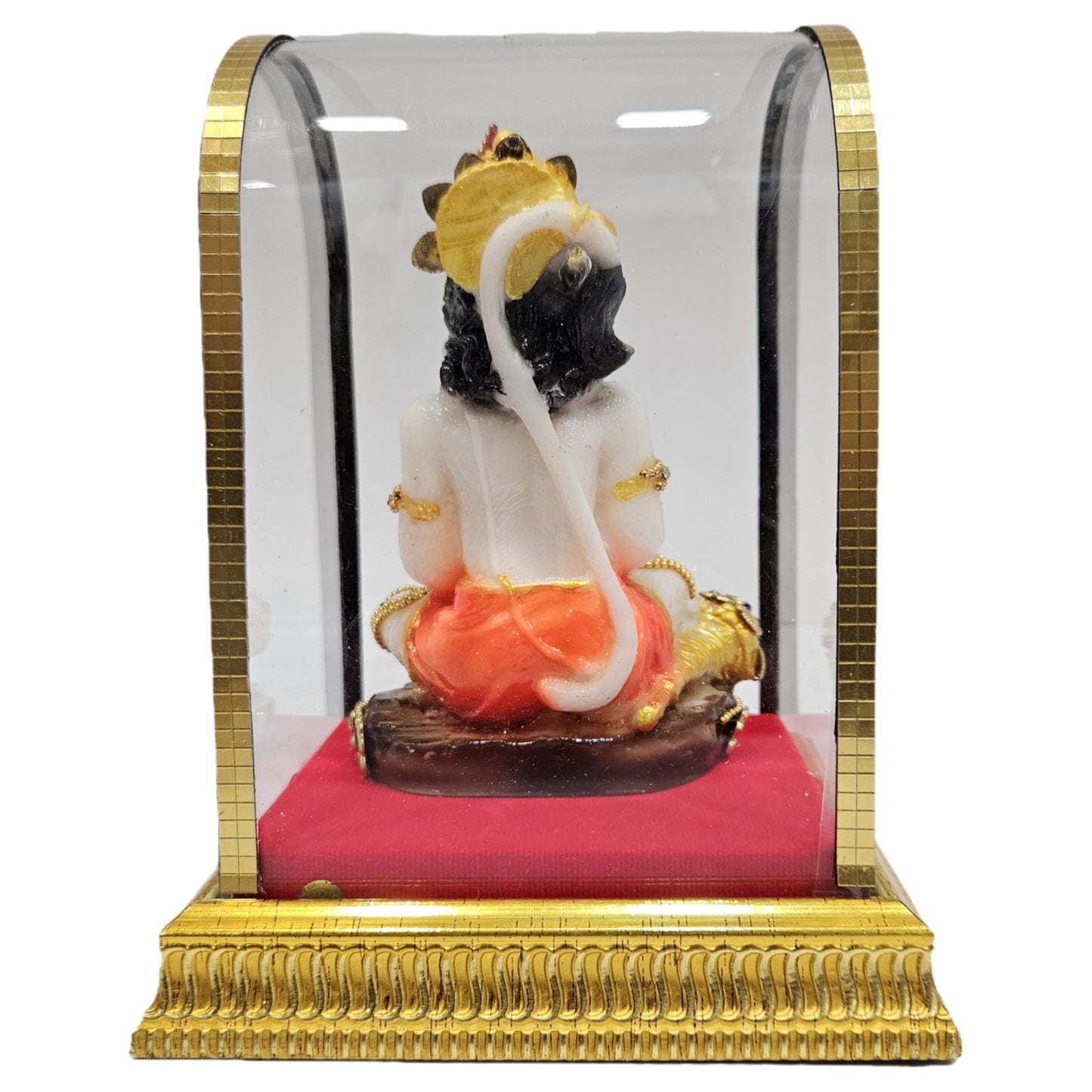 Hanuman Ji cabin idol Statue, Polyresin  Sitting Bajrang for Pooja Temple Home Decoration Item Positive Environment, Marble Dust Murti Idol Housewarming Gift