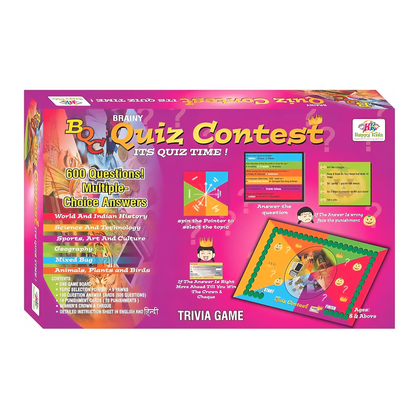 Brainy Quiz Contest (BQC) - Educational Board Game- Science, History, Geography, Sports Board Game for Kids, Improves General Knowledge, Birthday Gifts for Boys & Girls Ages 8, 9, 10 & Up