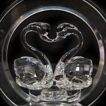 Crystal Glass Love Swans Showpiece Figurine for Home Decor Items