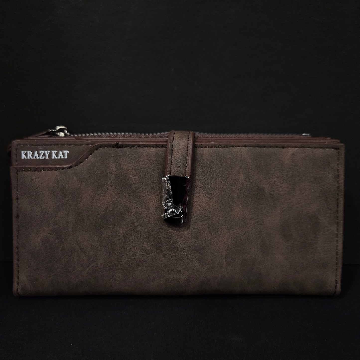 Leather Thin Slim Wallets for Women with magnetic clip & Zipper