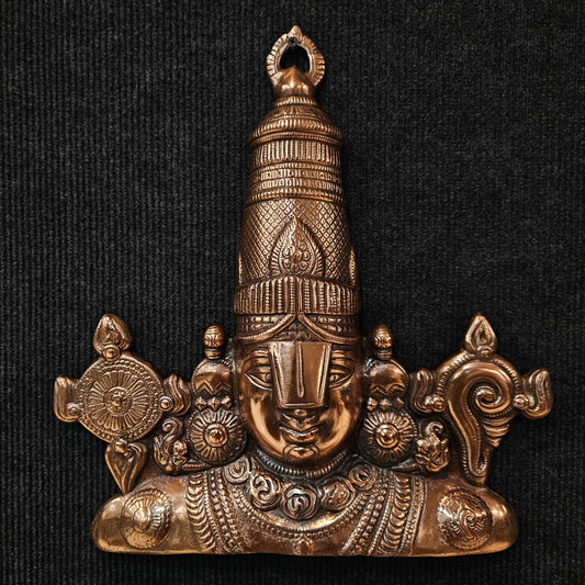 Brass Wall Hanging Idol of Lord Balaji/Tirupati Balaji/Venkateswara Face