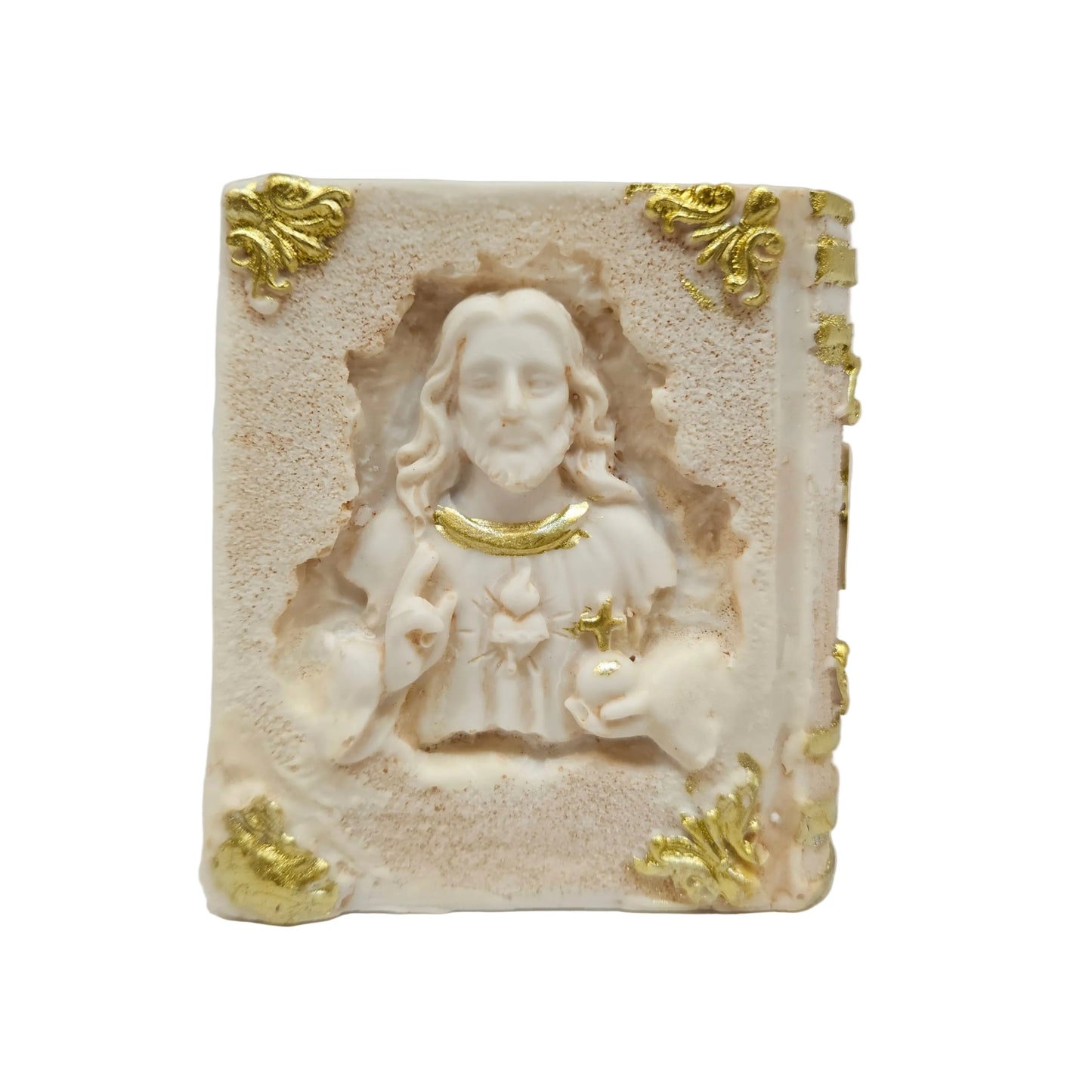 DECORATION/CANDLEHOLDER BIBLE WITH CROSS AND CRAFTED JESUS SCULPTURE FOR HOME/DESKTOP DECOR