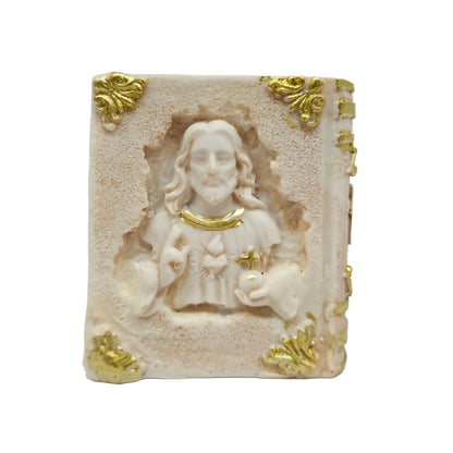 DECORATION/CANDLEHOLDER BIBLE WITH CROSS AND CRAFTED JESUS SCULPTURE FOR HOME/DESKTOP DECOR