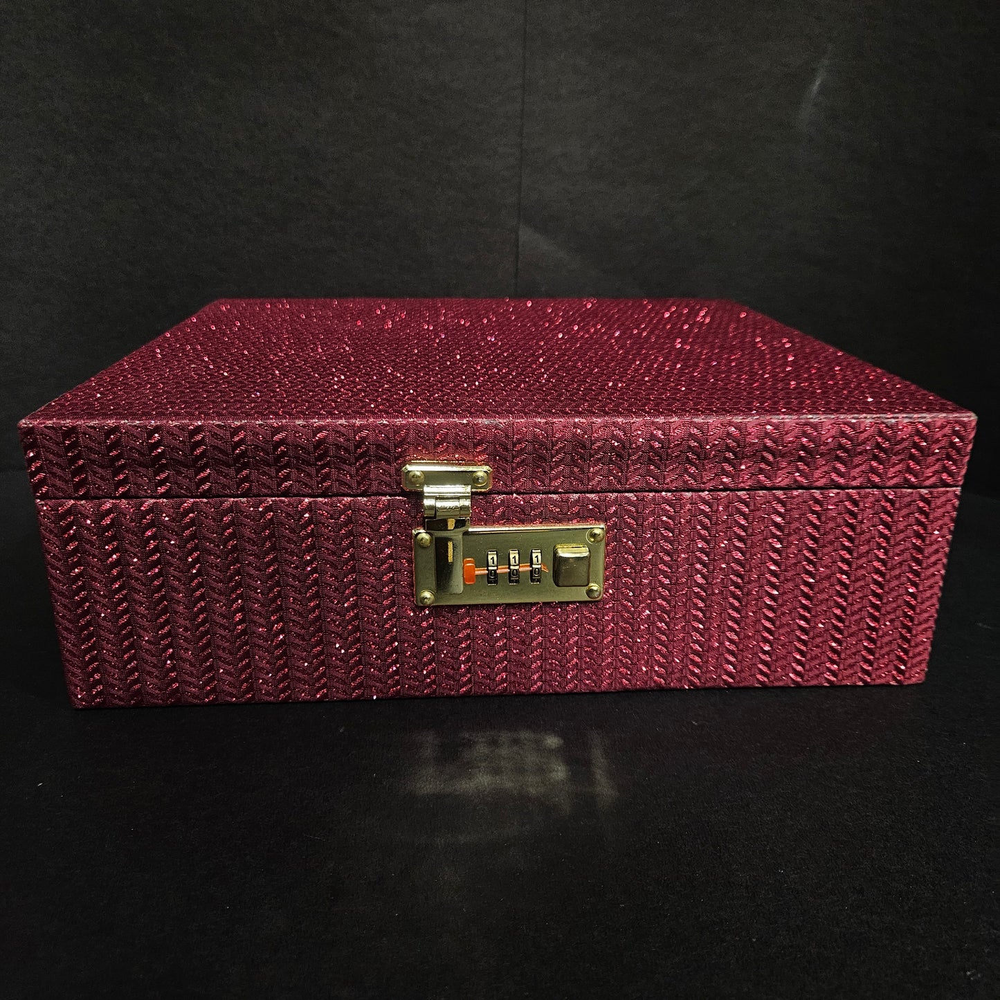 Rectangular maroon colour Wooden Bangle Box 4 Rods & hard Material glitter Desiger Bangle Box with smart locking System box for women's