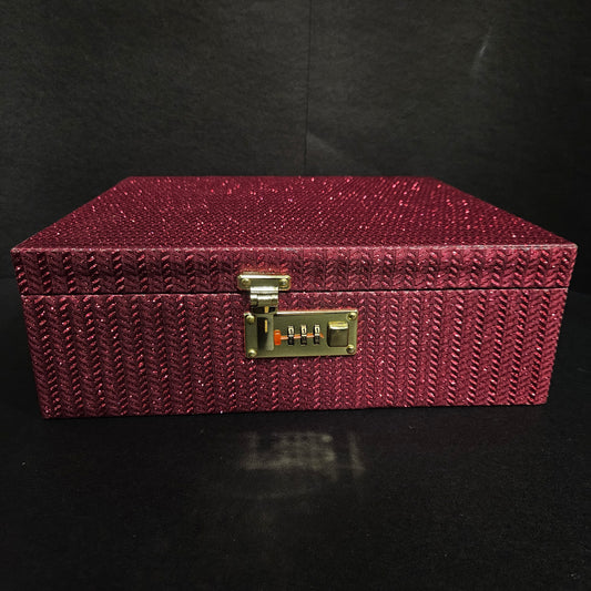 Rectangular maroon colour Wooden Bangle Box 4 Rods & hard Material glitter Desiger Bangle Box with smart locking System box for women's