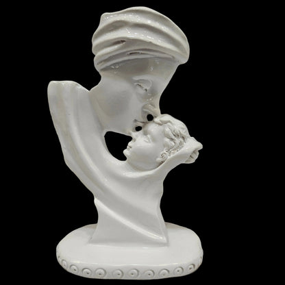 Mother Child Love Symbol Pure White Showpiece Statue Matt Finish | New Born Baby Child Home Desk Workplace Office Decoration