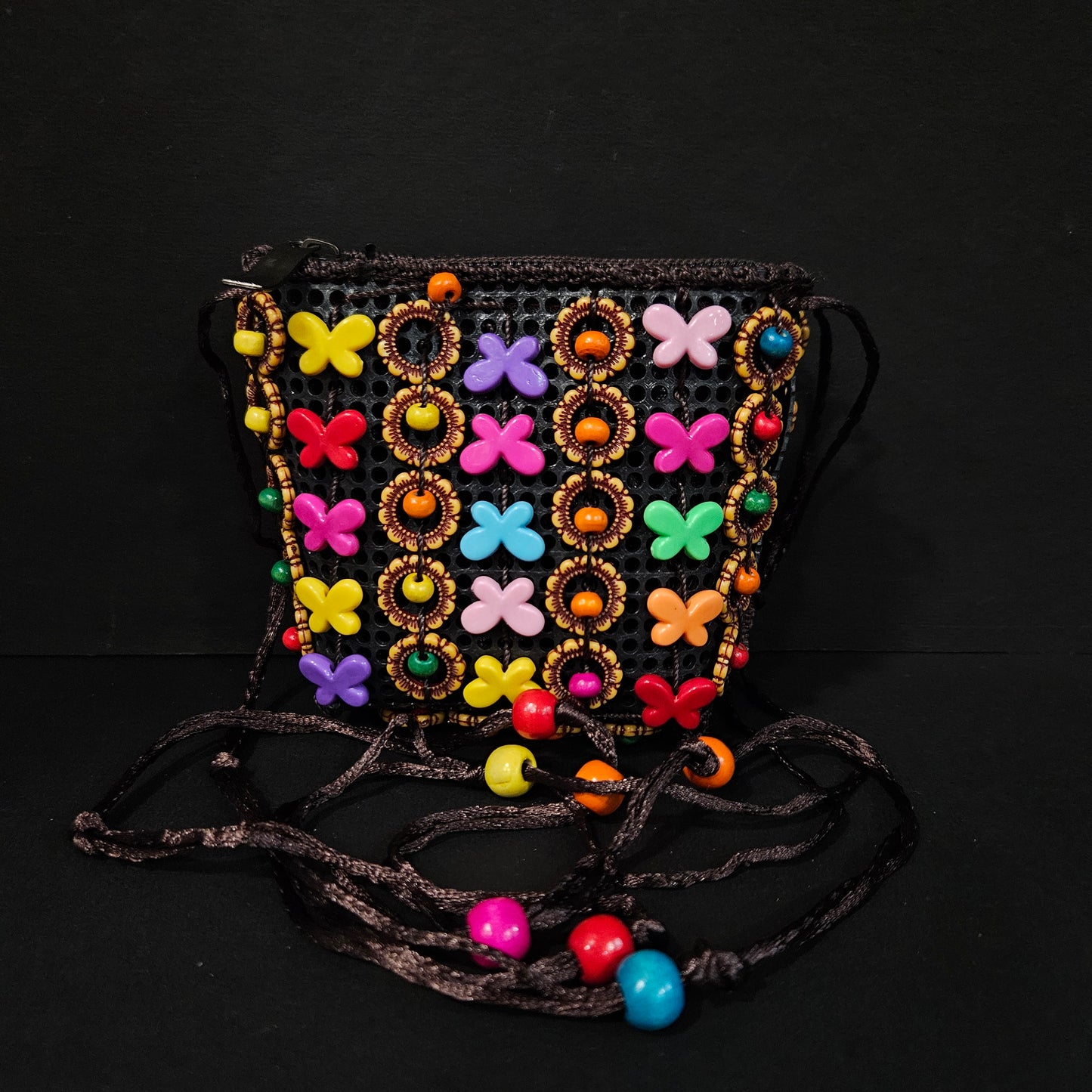 Coconut Shells Beads Sling bag for Women | Elegent 1 Zip Sling bag | Handmade Crossbody Bags Long Strap Purse