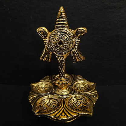 Tirupati Balaji Vilakku Panch Mukhi Silver colour Diya,Vinayaka diya,peacock diya,with Stand Decorative Showpiece