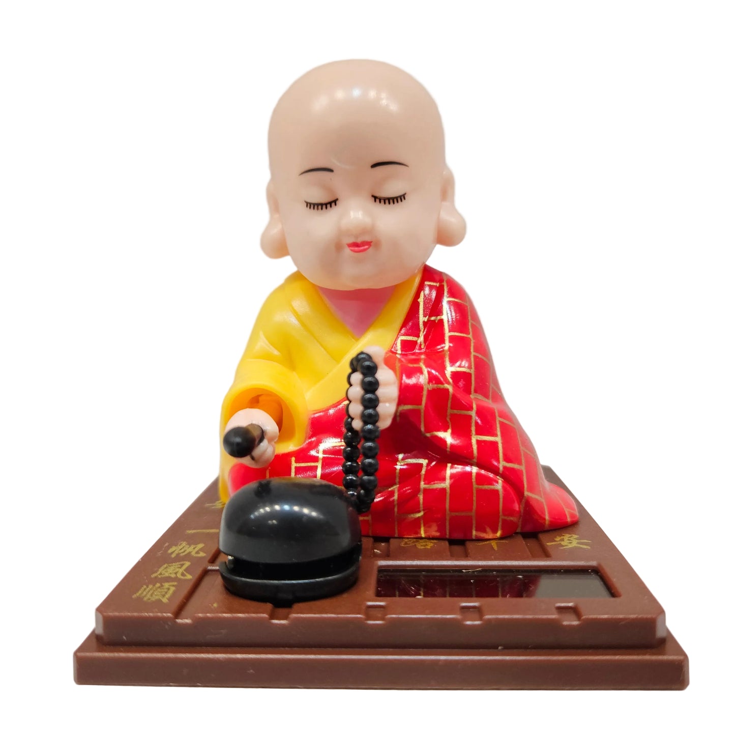 Solar Little meditating Monk, Outstanding Gift Nod and Swing Monk Display Excellent Workmanship Cute Decoration with Solar Light Receiving Panel for Car Dashboard