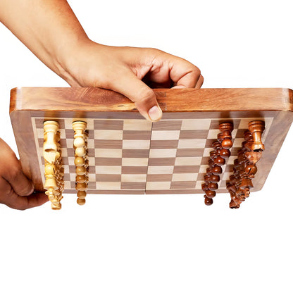 Wooden Chess Set Magnetic Folding Chess Board Game Set Chess and Checkers Backgammon Portable Folding Travel Tabletop Game Travel Chess Set Board Games for Adults Teens