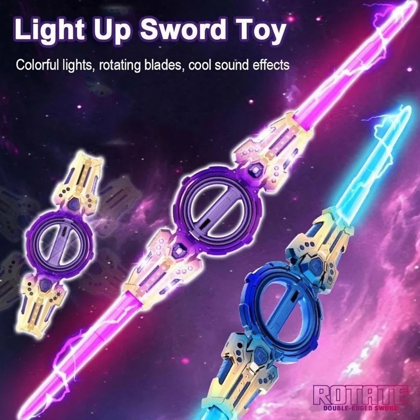 Fire Spiral Sword Double-Edged Light Sword Toy with LED Lights & Sound, Wrist-Activated Rotating Action, Role Play Toy for Kids & Teens 14+ Years