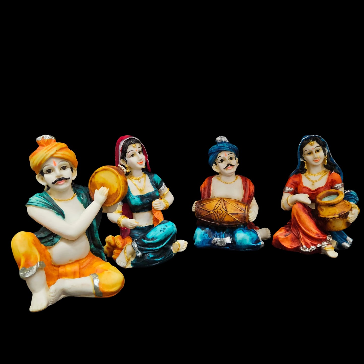 Polyresin and Marble Dust Handmade Rajasthani Couple Cultural Statue Showpiece for Home Decor Living Room, Bedroom