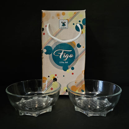 Figo glass 2 pieces set serving Bowl for multi purpose usage & for Returning purpose