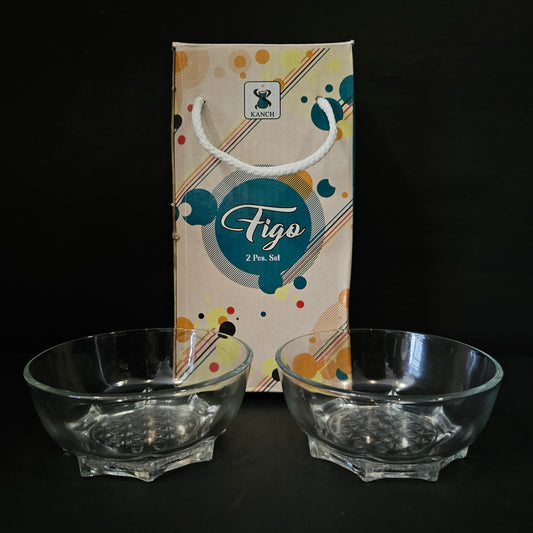 Figo glass 2 pieces set serving Bowl for multi purpose usage & for Returning purpose