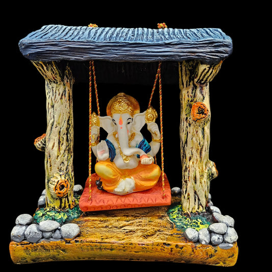 Marble Dust Powder vinayaka murti swing idol in pandhiri for Home & Office Pooja Mandir