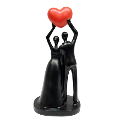 Romantic Love Couple Statue with Red Heart - Romantic Home Decor Figurine Decorative Showpiece
