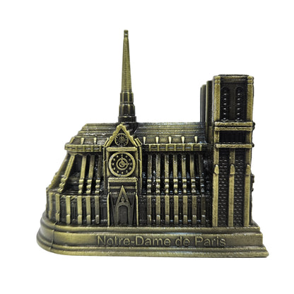 Antique Finish Notre Dame De Paris Souvenir Metal Miniature Showpiece Figurine