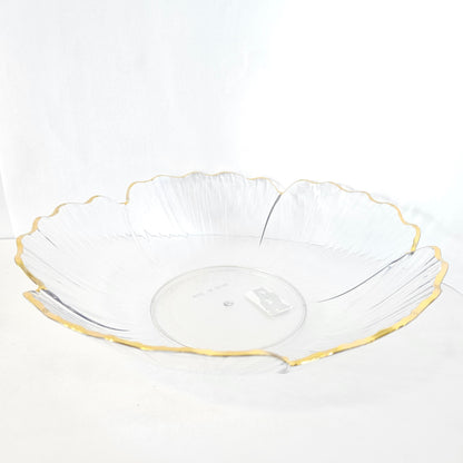 Flower Shaped designer plate,Crystal Clear transparent Appetizer Plates Snack Fruit with Golden Edges