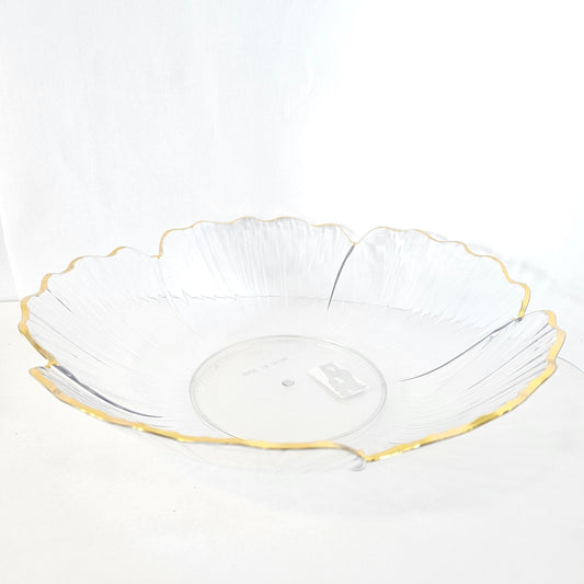 Flower Shaped designer plate,Crystal Clear transparent Appetizer Plates Snack Fruit with Golden Edges